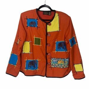 Allure orange jacket elephant, safari, patches XL (K1) Halloween fall